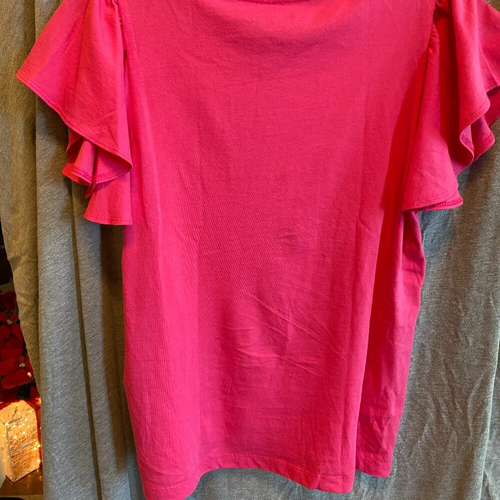 Crewcuts girl’s ruffle sleeve t shirt size XL Hot Pink - Picture 7 of 7